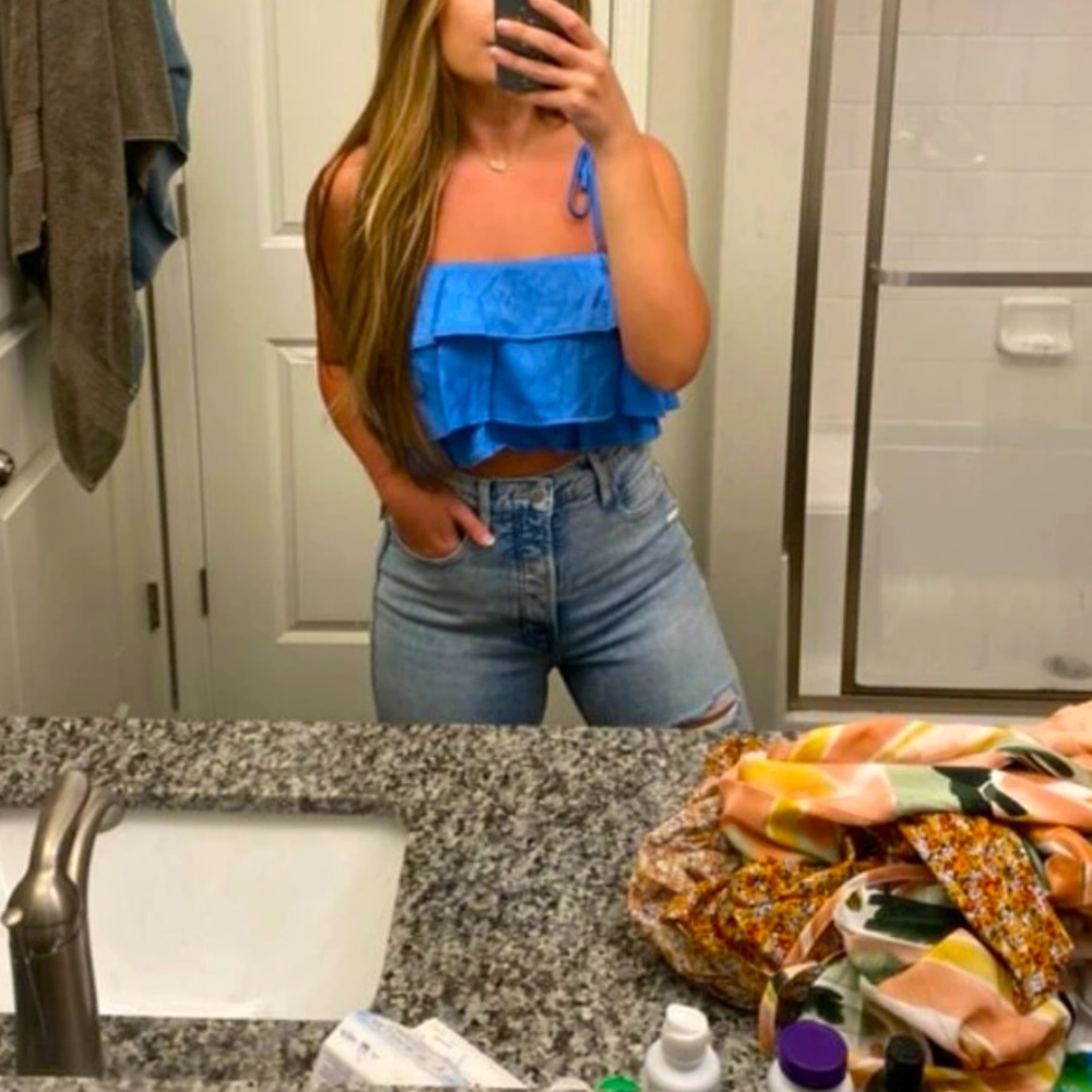 Royal Blue Layered Crop Top 037